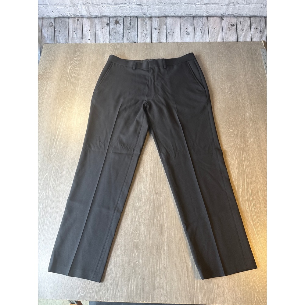 Haggar Tailored Fit Travel Performance Suit Pants Mens 36x30 Black Flat Front